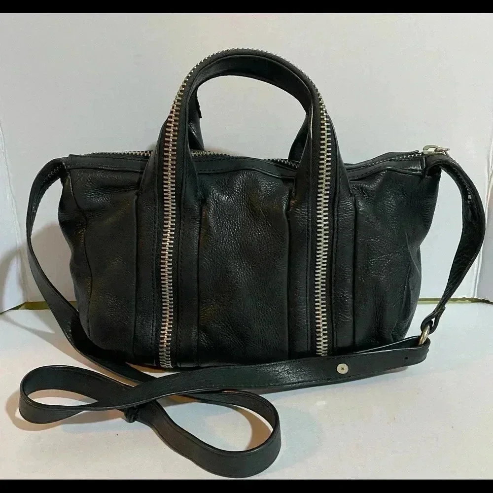 Kelsi dagger black leather satchel handbag